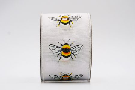 Spring Flower With Bees Collection Ribbon_KF7568GC-1-1_white